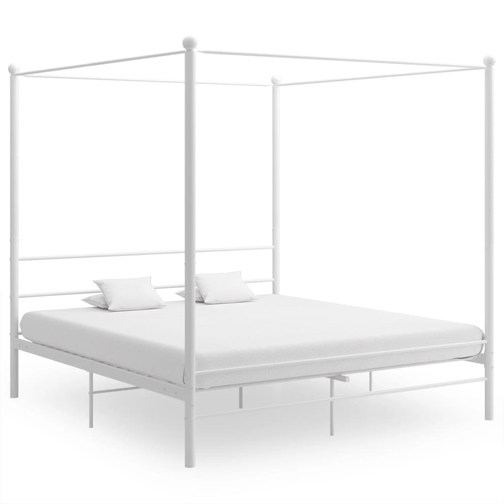 Letto A Baldacchino Bianco In Metallo 180x200 cm