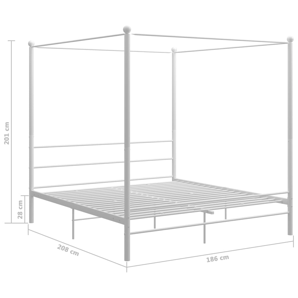 Letto A Baldacchino Bianco In Metallo 180x200 cm - Image 6