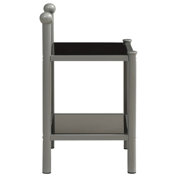 Comodino Grigio E Nero 45x34,5x60,5 Cm In Metallo E Vetro - Image 3