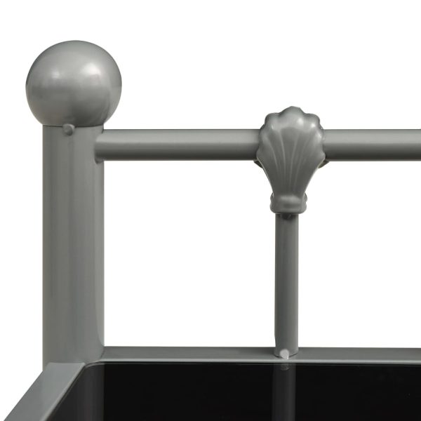 Comodino Grigio E Nero 45x34,5x60,5 Cm In Metallo E Vetro - Image 5