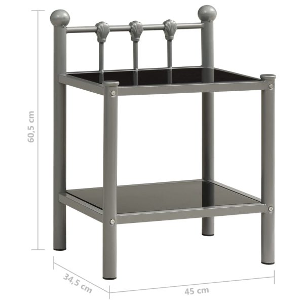 Comodino Grigio E Nero 45x34,5x60,5 Cm In Metallo E Vetro - Image 6