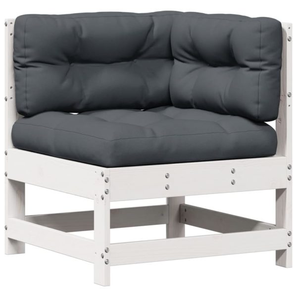 Set Salotto Giardino 7pz Con Cuscini Bianco Legno Massello Pino - Image 4