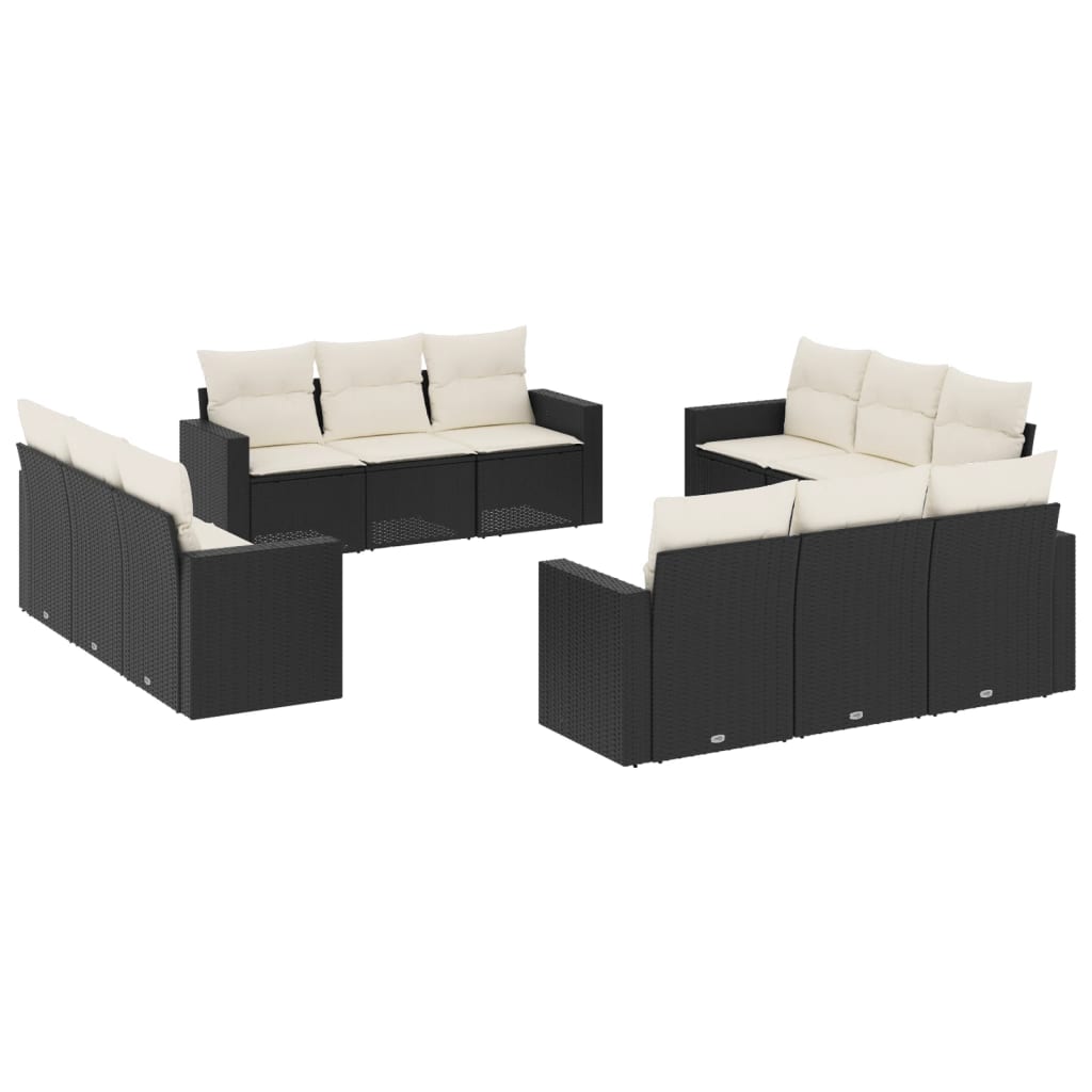 Set Divani Da Giardino 12 Pz Con Cuscini Nero In Polyrattan - Image 2