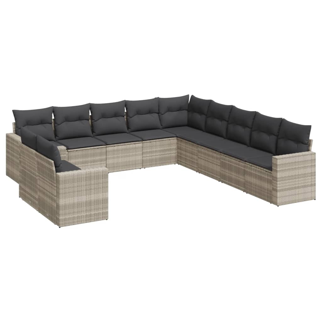 Set Divani Da Giardino 11 Pz Con Cuscini In Polyrattan Grigio - Image 2