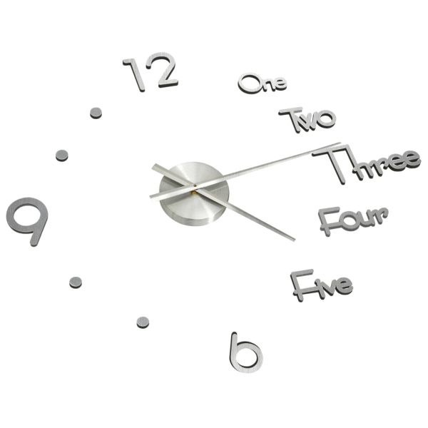 Orologio Da Parete 3d Design Moderno Argento 100 Cm Xxl - Image 3