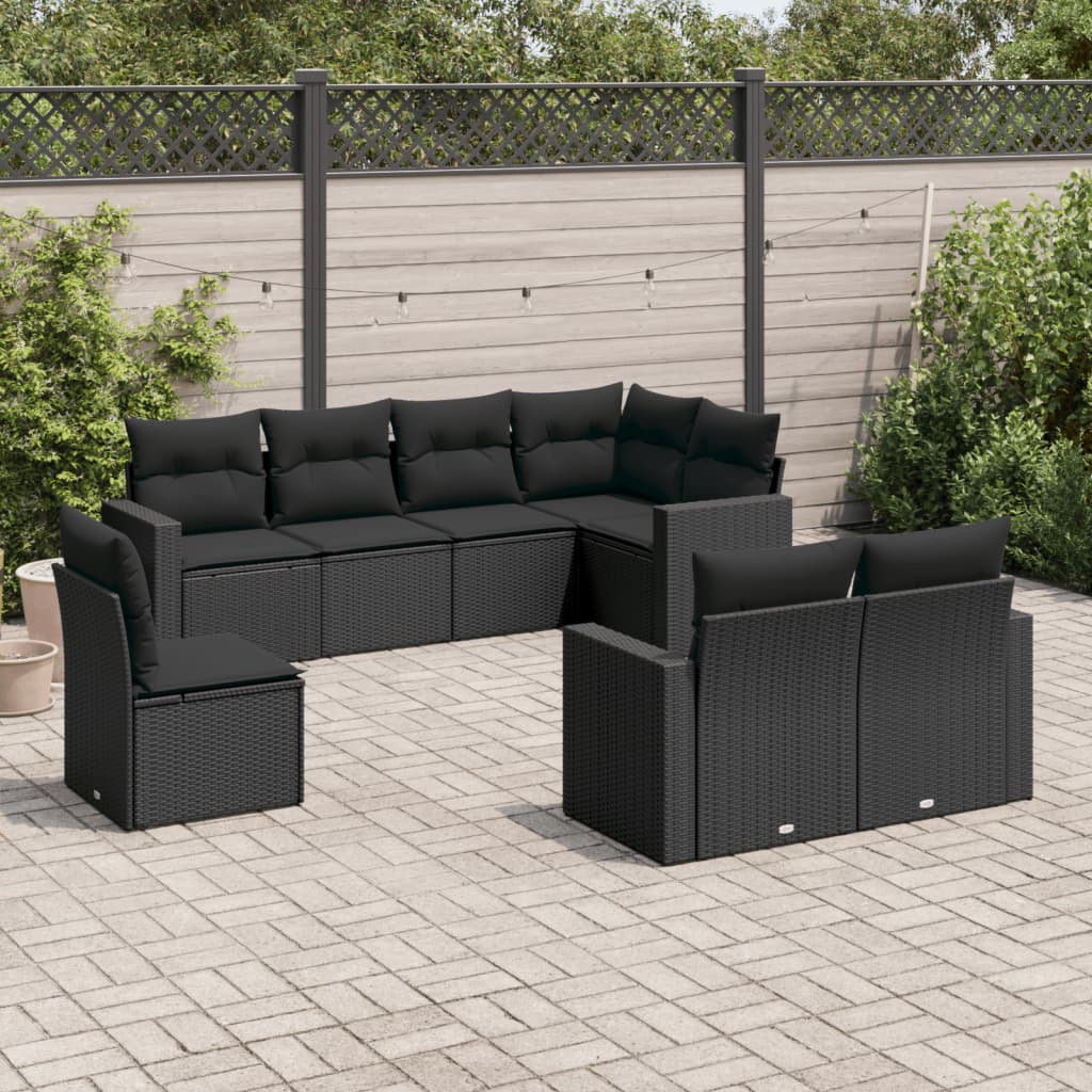 Set Divani Da Giardino Con Cuscini 8 Pz Nero In Polyrattan