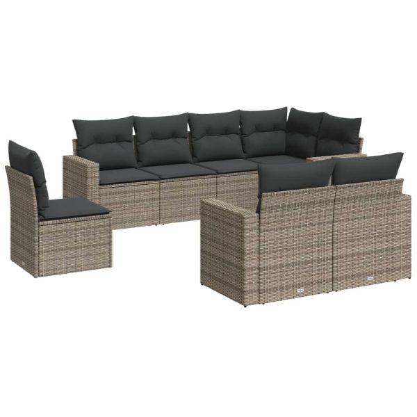 Set Divano Da Giardino 8 Pz Con Cuscini Grigio In Polyrattan - Image 2
