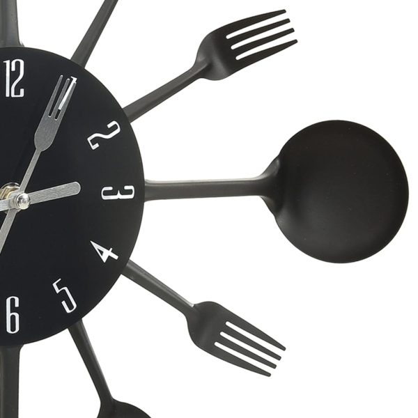 Orologio Da Parete Cucchiaio E Forchetta Nero 40 Cm Alluminio - Image 4