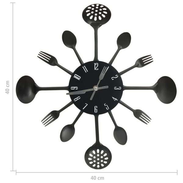 Orologio Da Parete Cucchiaio E Forchetta Nero 40 Cm Alluminio - Image 5