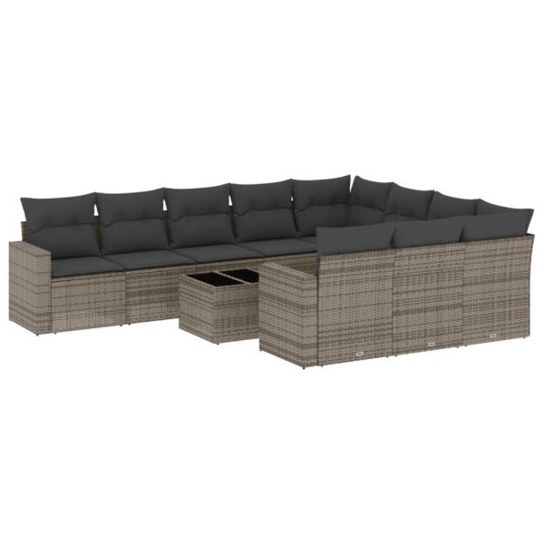 Set Divani Da Giardino 11 Pz Con Cuscini In Polyrattan Grigio - Image 2