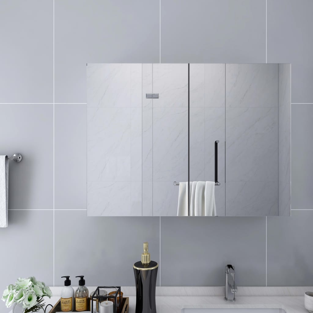 Armadietto A Specchio Bianco 80x15x60 Cm In Mdf