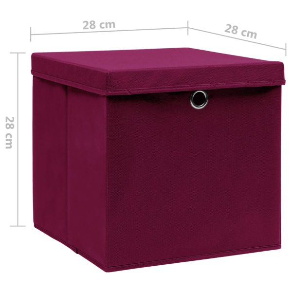 Contenitori Con Coperchi 10 Pz 28x28x28 Cm Rosso Scuro - Image 6