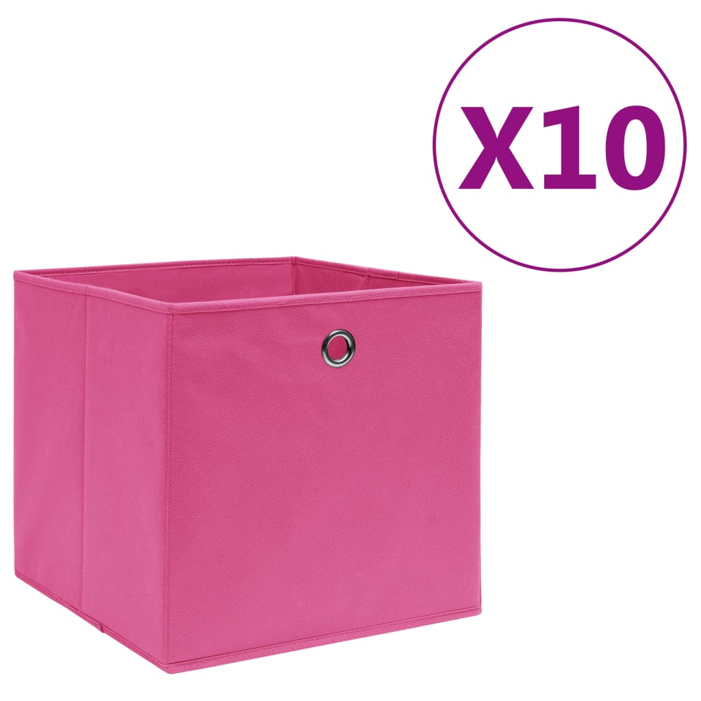 Contenitori 10 Pz In Tessuto Non Tessuto 28x28x28 Cm Rosa