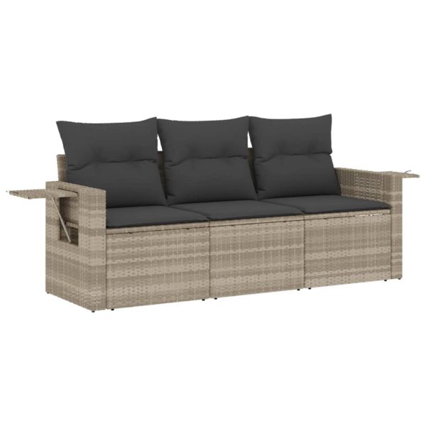 Set Divano Da Giardino 3pz Con Cuscini Grigio Chiaro Polyrattan - Image 2