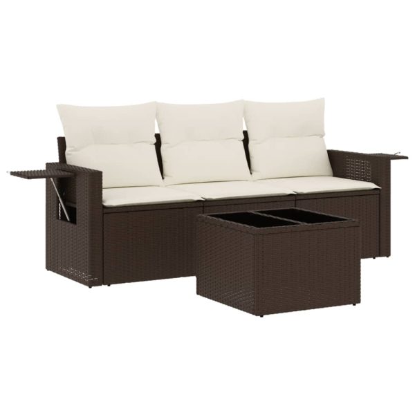 Set Divano Da Giardino 4 Pz Con Cuscini Marrone In Polyrattan - Image 2