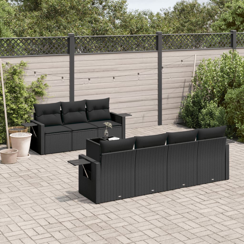 Set Divani Da Giardino Con Cuscini 8 Pz Nero In Polyrattan