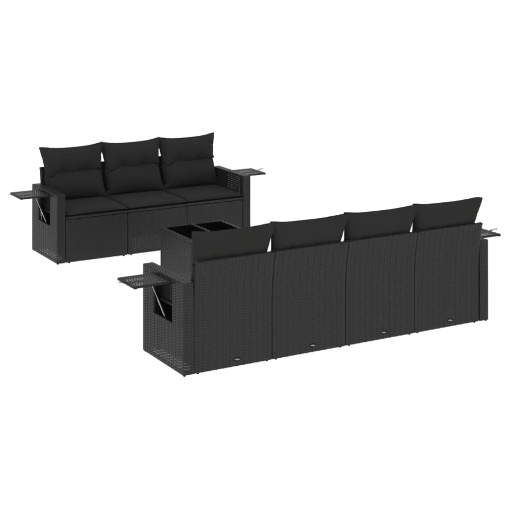 Set Divani Da Giardino Con Cuscini 8 Pz Nero In Polyrattan - Image 2