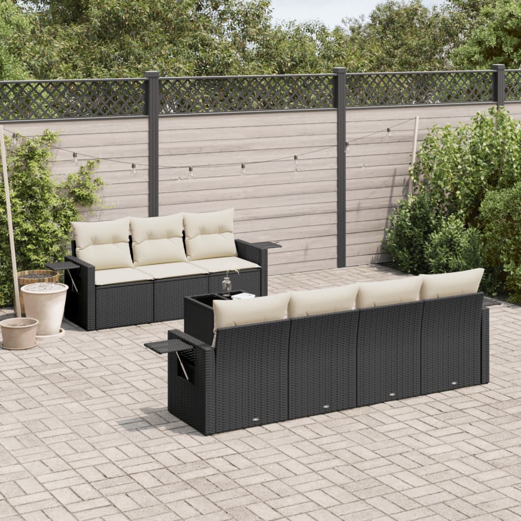 Set Divani Da Giardino Con Cuscini 8 Pz Nero In Polyrattan