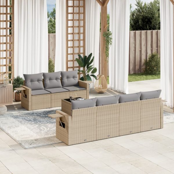 Set Divano Da Giardino 8 Pz Con Cuscini Beige In Polyrattan