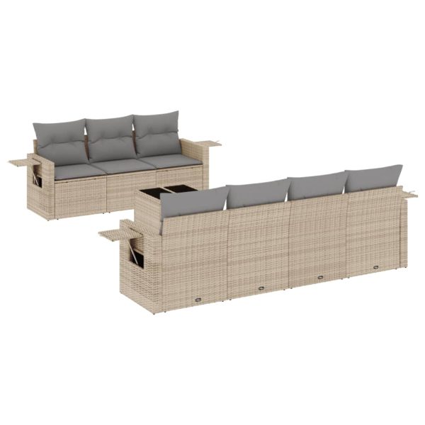 Set Divano Da Giardino 8 Pz Con Cuscini Beige In Polyrattan - Image 2