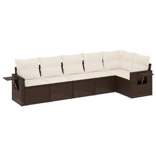 Set Divano Da Giardino 6 Pz Con Cuscini Marrone In Polyrattan - Image 2