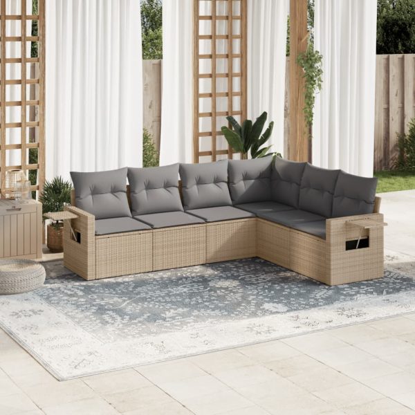 Set Divano Da Giardino 6 Pz Con Cuscini Beige In Polyrattan