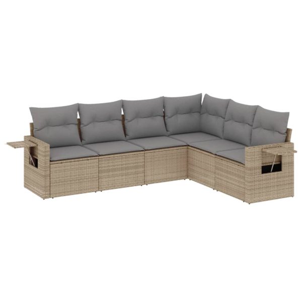 Set Divano Da Giardino 6 Pz Con Cuscini Beige In Polyrattan - Image 2