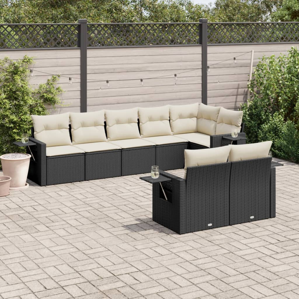 Set Divani Da Giardino Con Cuscini 8 Pz Nero In Polyrattan