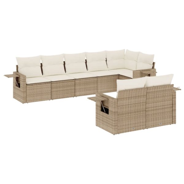 Set Divano Da Giardino 8 Pz Con Cuscini Beige In Polyrattan - Image 2