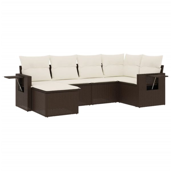Set Divano Da Giardino 6 Pz Con Cuscini Marrone In Polyrattan - Image 2