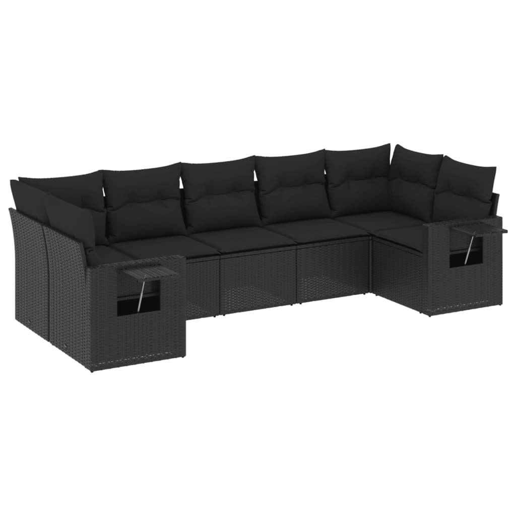 Set Divani Da Giardino Con Cuscini 7pz Nero Polyrattan - Image 2