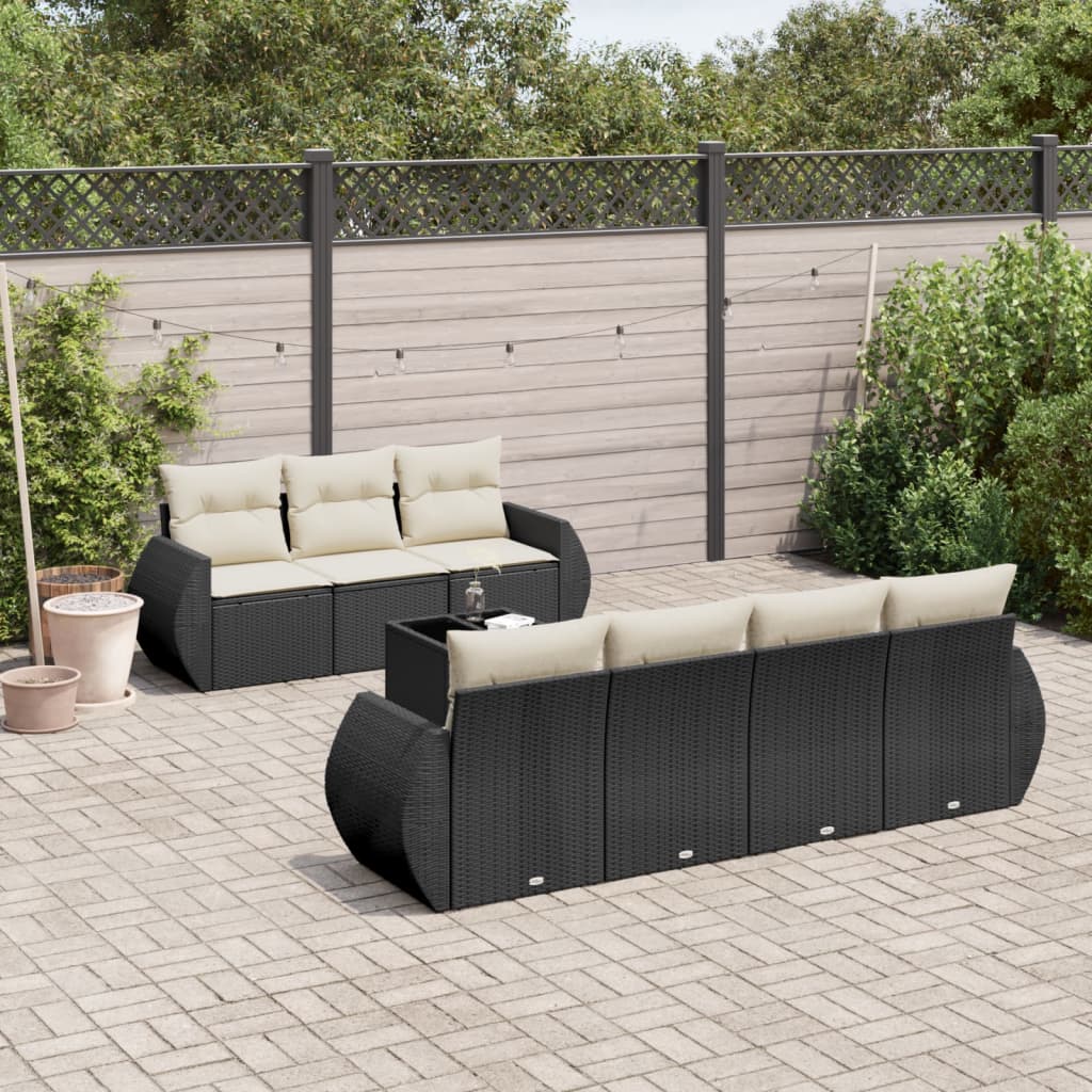 Set Divani Da Giardino Con Cuscini 8 Pz Nero In Polyrattan