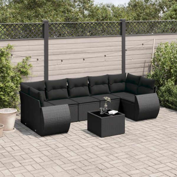 Set Divani Da Giardino Con Cuscini 8 Pz Nero In Polyrattan