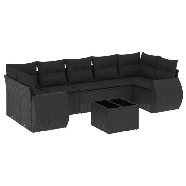 Set Divani Da Giardino Con Cuscini 8 Pz Nero In Polyrattan - Image 2