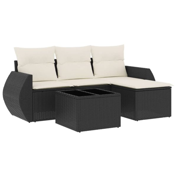 Set Divani Da Giardino 5 Pz Con Cuscini In Polyrattan Nero - Image 2