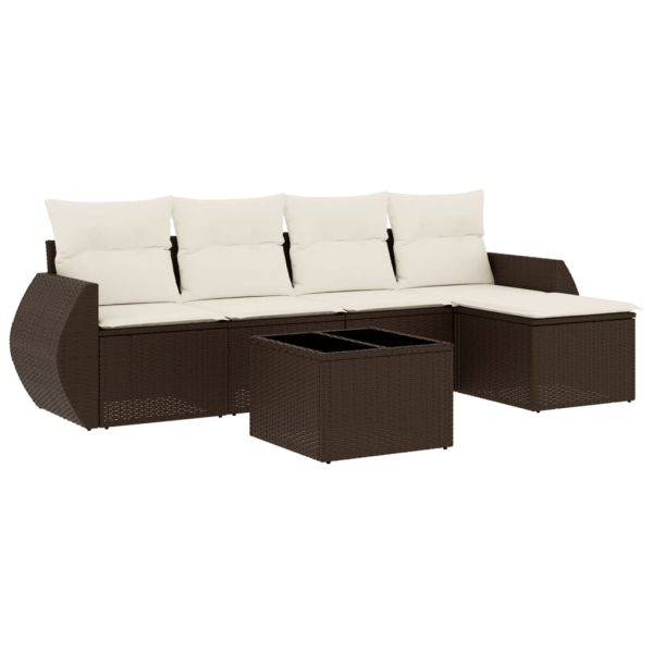 Set Divano Da Giardino 6 Pz Con Cuscini Marrone In Polyrattan - Image 2