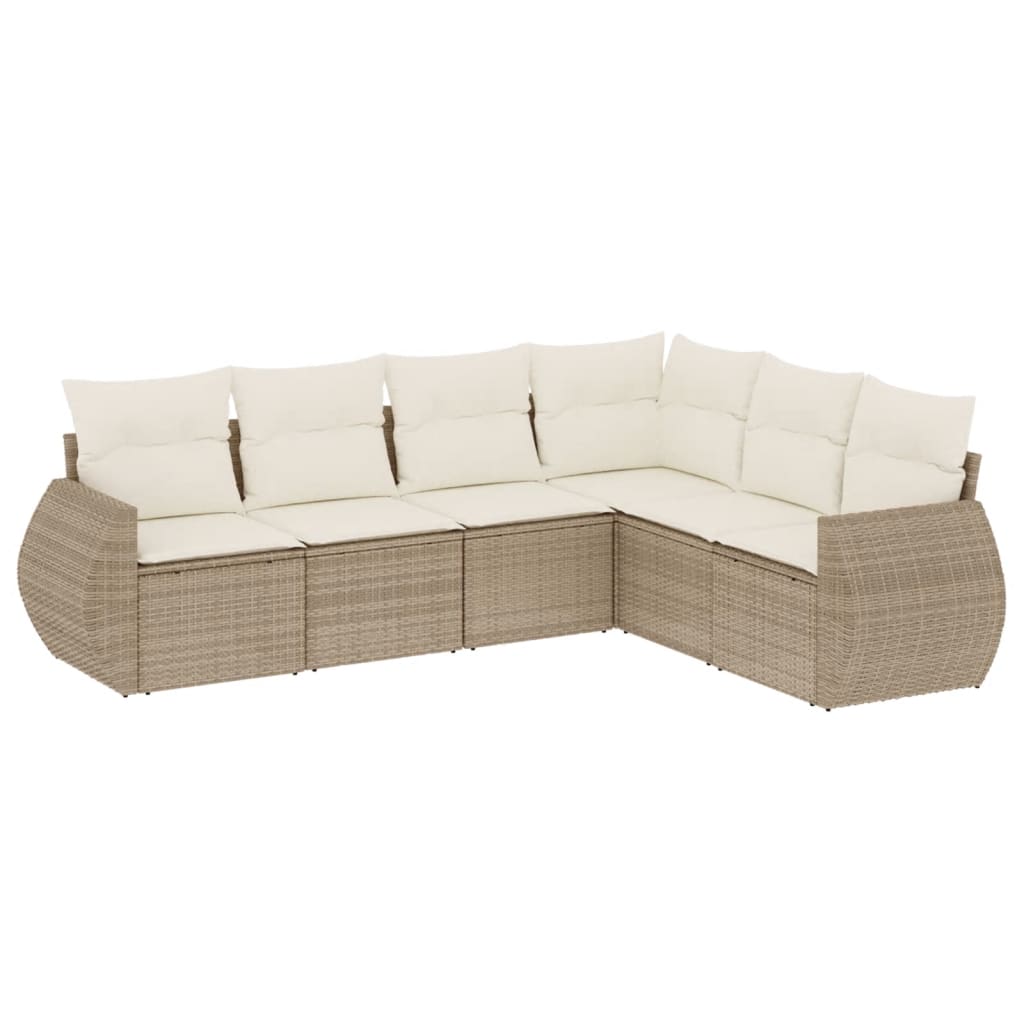Set Divano Da Giardino 6 Pz Con Cuscini Beige In Polyrattan - Image 2