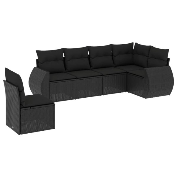 Set Divano Da Giardino 6 Pz Con Cuscini Nero In Polyrattan - Image 2