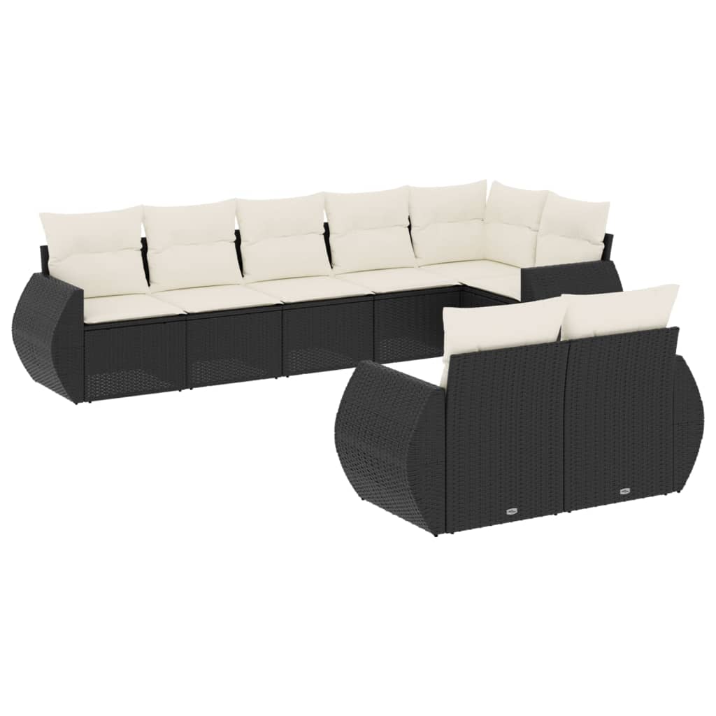 Set Divani Da Giardino Con Cuscini 8 Pz Nero In Polyrattan - Image 2