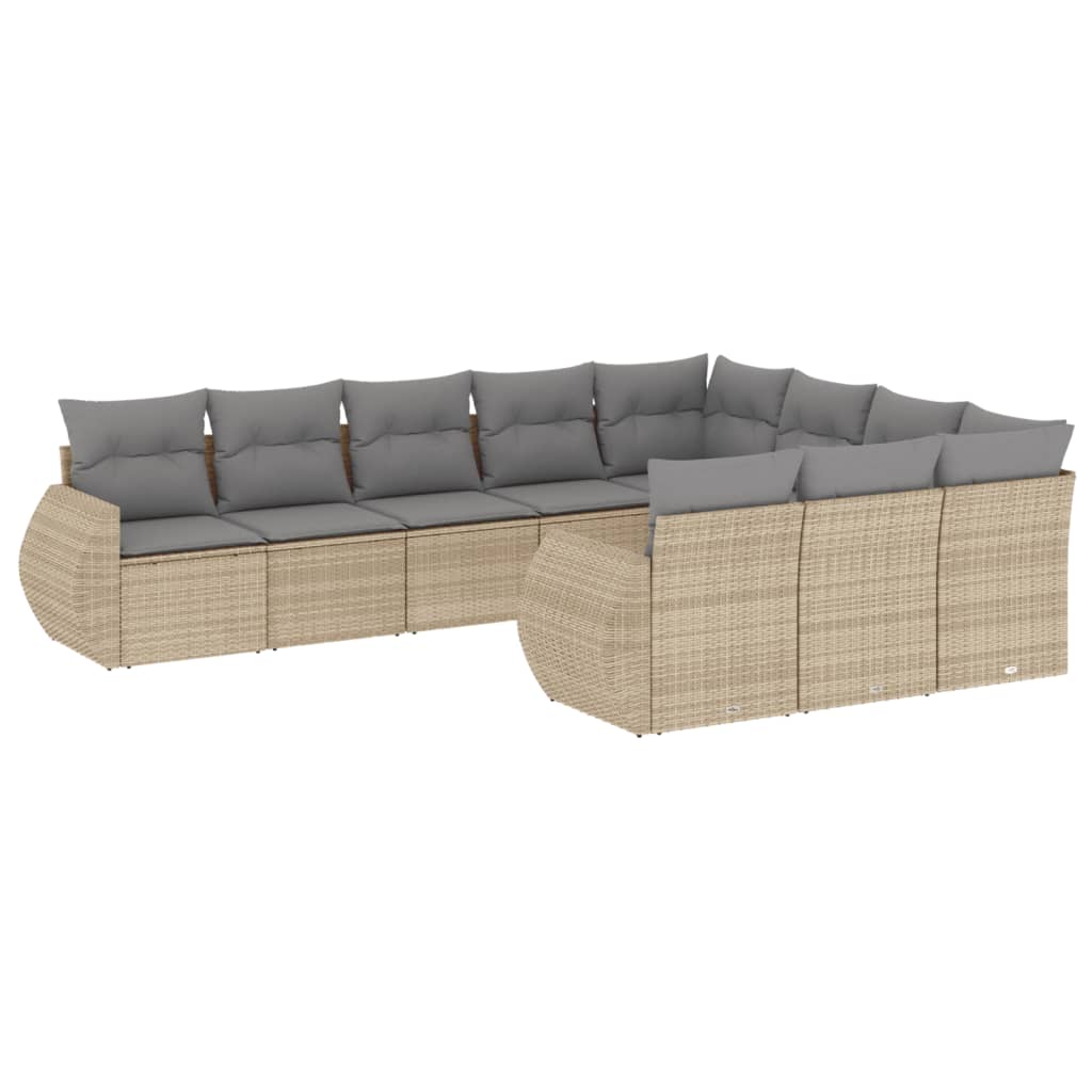 Set Divano Da Giardino 10 Pz Con Cuscini Beige In Polyrattan - Image 2