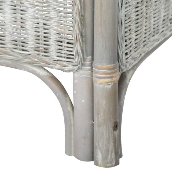 Divano A 2 Posti Grigio In Rattan Naturale E Lino - Image 4