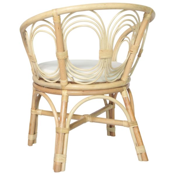 Sedia Da Pranzo Con Cuscino In Rattan Naturale E Lino - Image 3