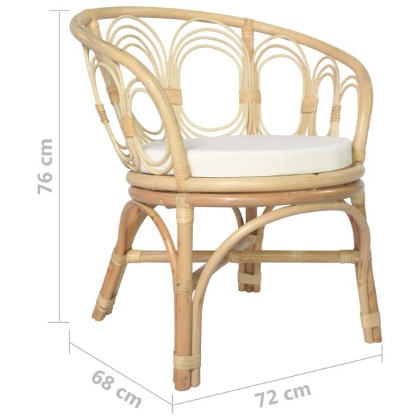 Sedia Da Pranzo Con Cuscino In Rattan Naturale E Lino - Image 6