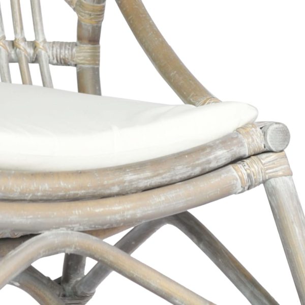 Sedia Grigia In Rattan E Lino - Image 5