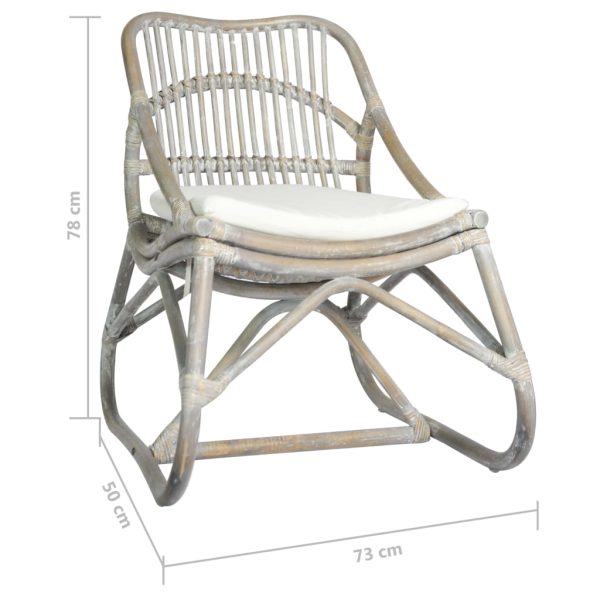 Sedia Grigia In Rattan E Lino - Image 6