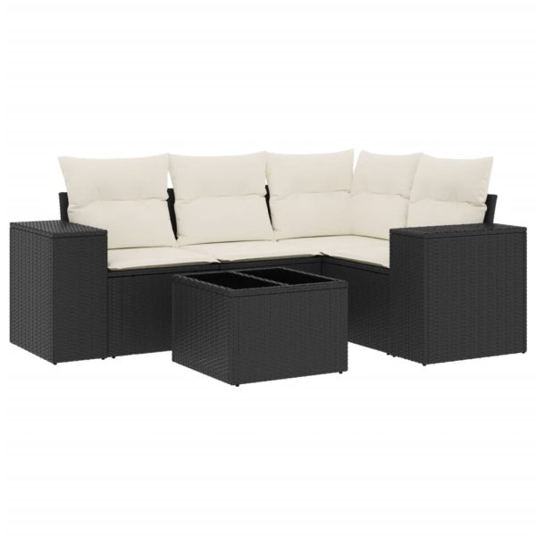 Set Divani Da Giardino 5 Pz Con Cuscini In Polyrattan Nero - Image 2