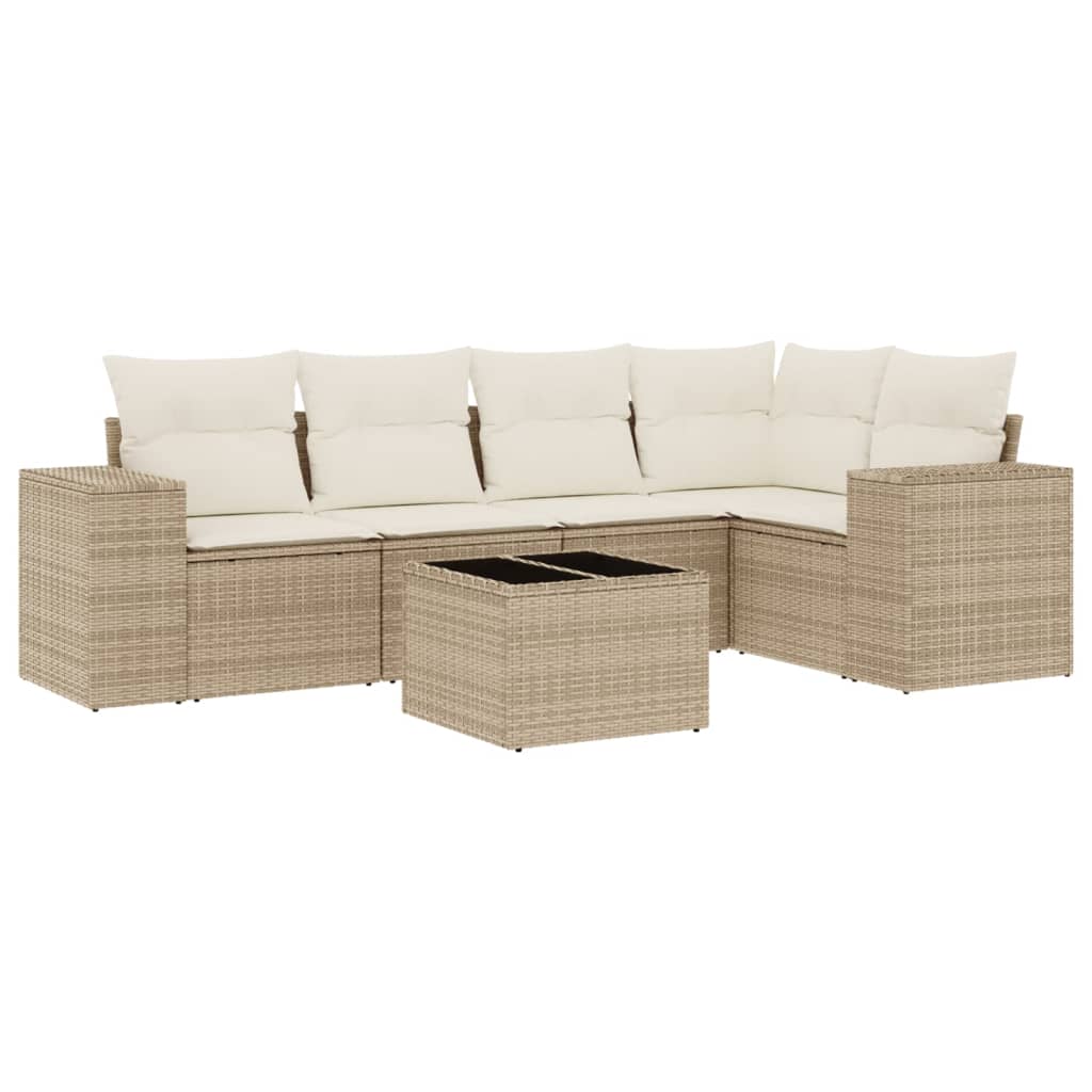 Set Divano Da Giardino 6 Pz Con Cuscini Beige In Polyrattan - Image 2