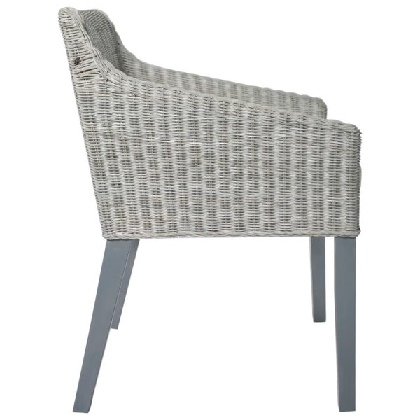 Sedie Da Pranzo Con Cuscini 2 Pz Grigi In Rattan Naturale - Image 4