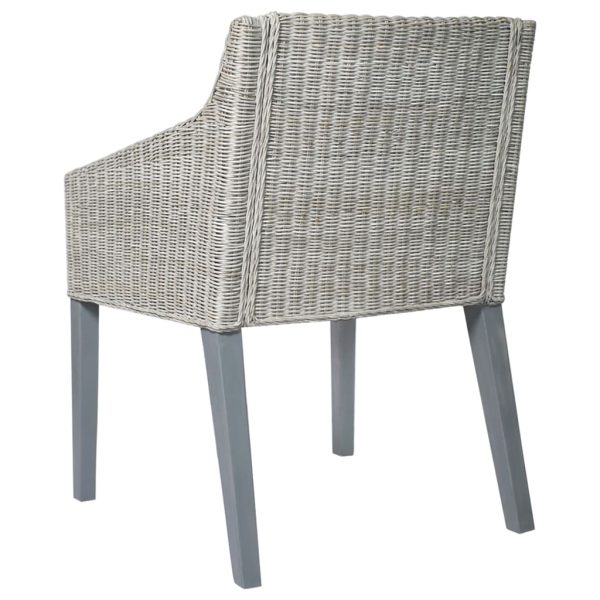 Sedie Da Pranzo Con Cuscini 2 Pz Grigi In Rattan Naturale - Image 5