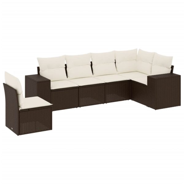 Set Divano Da Giardino 6 Pz Con Cuscini Marrone In Polyrattan - Image 2